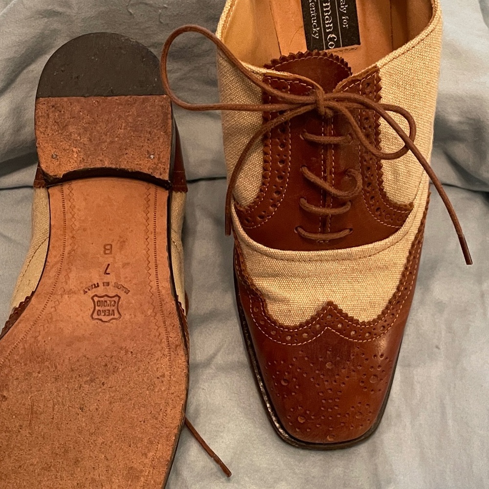 Spectator Shoes, J. Peterman, Tan & Cognac, US 7 UK 5